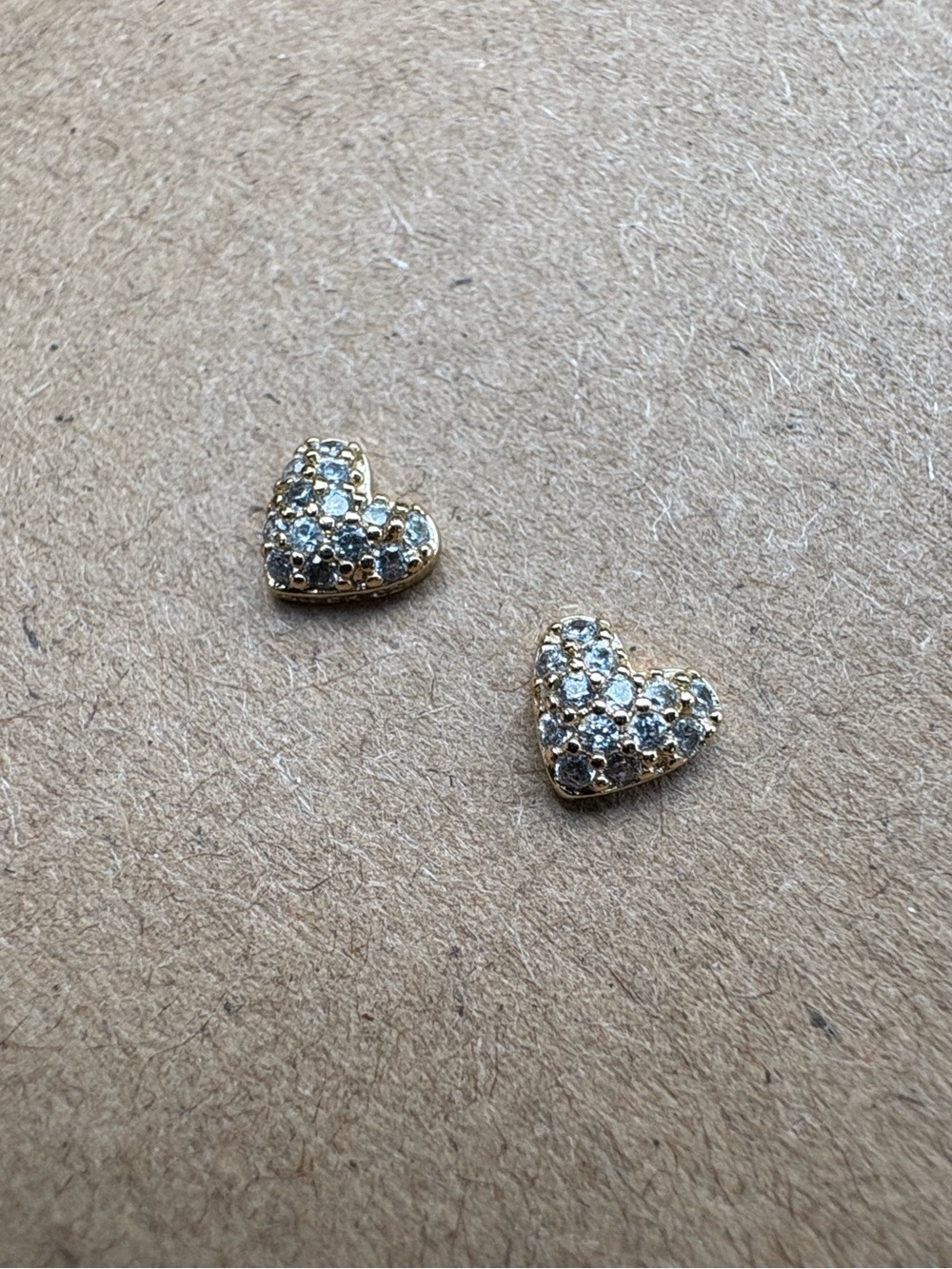 14k Gold Over Sterling Silver Heart Crystal Stud Earrings